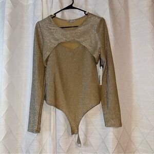 Haute Monde Shimmering Gold Bodysuit